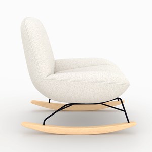 Rocking chair en tissu bouclette blanc cassé - alvin