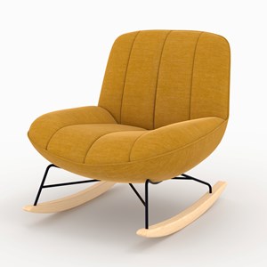 Rocking chair en tissu effet velours jaune moutarde - alvin
