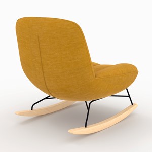Rocking chair en tissu effet velours jaune moutarde - alvin