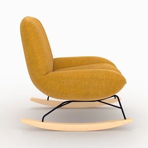 Rocking chair en tissu effet velours jaune moutarde - alvin