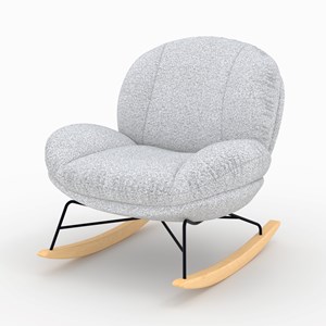 Rocking chair en tissu bouclette gris chiné - lenny