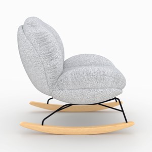 Rocking chair en tissu bouclette gris chiné - lenny