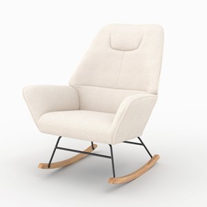 Rocking-chair en tissu bouclé blanc - shaun