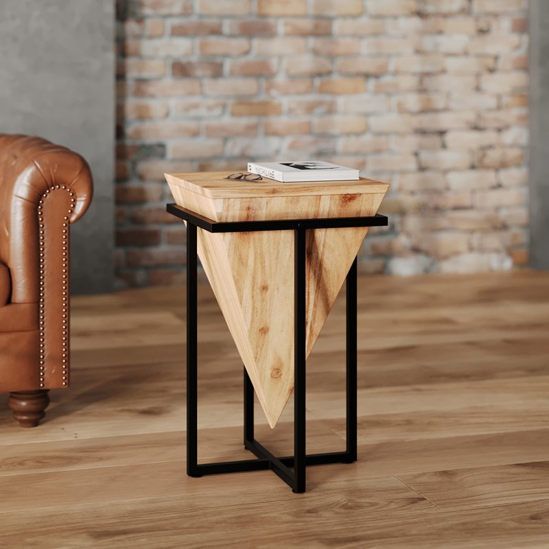 Grande sellette en bois d'acacia et métal - shanghai