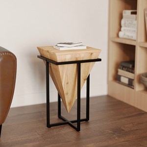 Moyenne sellette en bois d'acacia et métal - shanghai