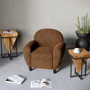 Moyenne sellette en bois d'acacia et métal - shanghai