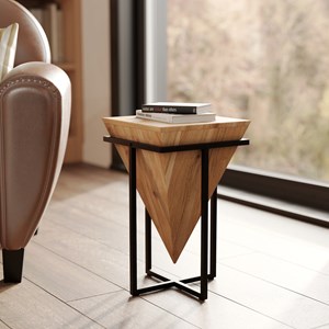 Petite sellette en bois d'acacia et métal - shanghai