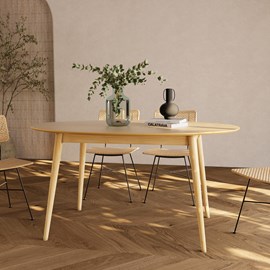 Table ovale 6 personnes en bois clair 150 cm - eddy