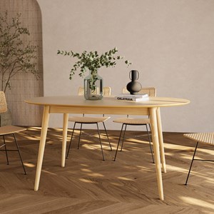 Table ovale 6 personnes en bois clair 150 cm - eddy