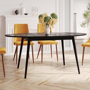 Table ovale 6&nbsp;8 personnes extensible en bois noir 170&nbsp;200 cm - eddy