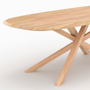 Table rectangulaire en bois d'hévéa massif clair 10 personnes - aladin