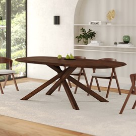 Table rectangulaire en bois d'hévéa massif foncé 10 personnes - aladin