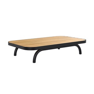 Table basse de jardin en bois d'acacia et pieds en métal noir - samba