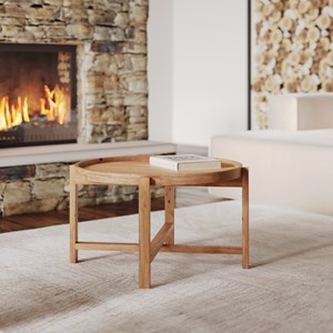 Table basse ronde en bois de teck recyclé d70 cm - kouma