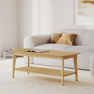 Table basse rectangulaire en bois clair - sadi