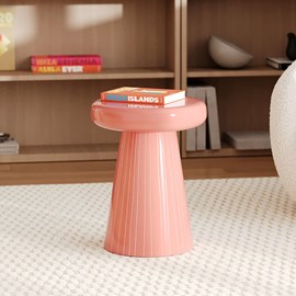 Table d'appoint ronde en métal rose d40 cm - adélie