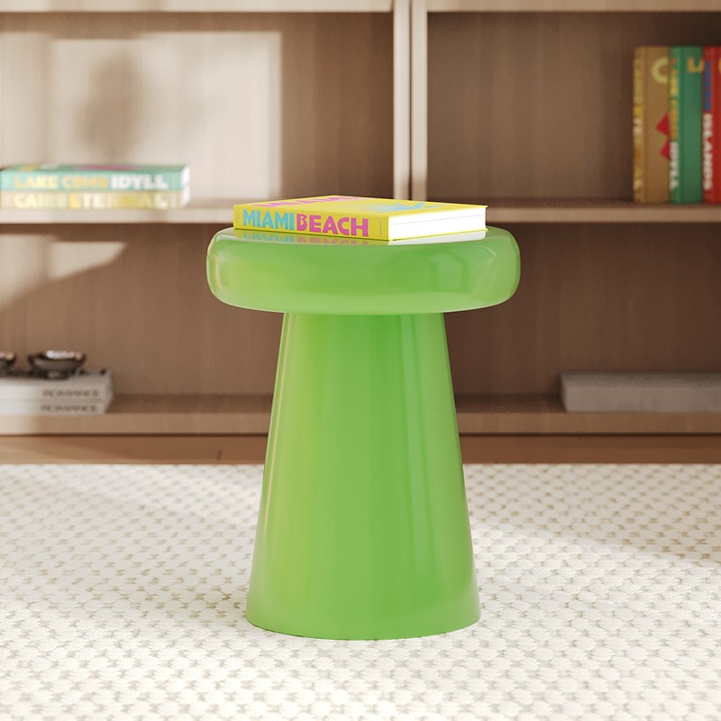 Table d'appoint ronde en métal vert d40 cm - anouk