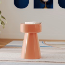 Table d'appoint ronde en métal orange d30 cm - athéna