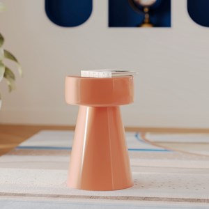 Table d'appoint ronde en métal orange d30 cm - athéna