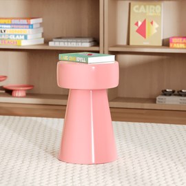 Table d'appoint ronde en métal rose d30 cm - athéna