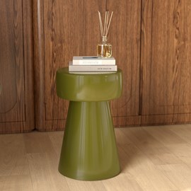 Table d'appoint ronde en métal vert kaki d30 cm - athéna