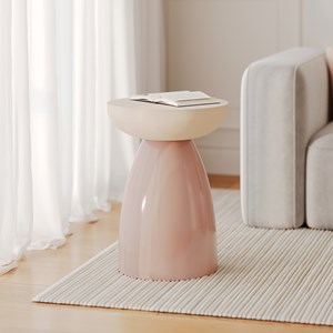 Table d'appoint ronde en métal rose d40 cm - colette