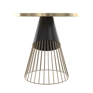 Table d'appoint ronde en métal noir et plateau laiton d45 cm - corry