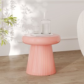 Table d'appoint ronde en métal rose d41 cm - rosalie