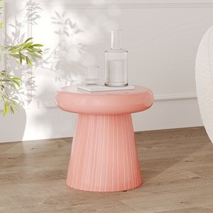 Table d'appoint ronde en métal rose d41 cm - rosalie