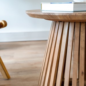 Table d'appoint ronde bois clair en bois d'acacia d50 cm - képès