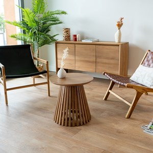 Table d'appoint ronde bois clair en bois d'acacia d50 cm - képès