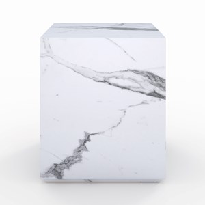 Table d'appoint effet marbre blanche - lison