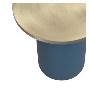 Table d'appoint ronde en métal bleu et laiton d45 cm - lyne