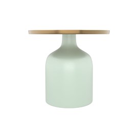 Table d'appoint ronde en métal vert d'eau et laiton d44,5 cm - lyne