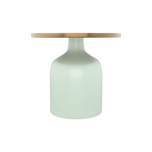Table d'appoint ronde en métal vert d'eau et laiton d44,5 cm - lyne