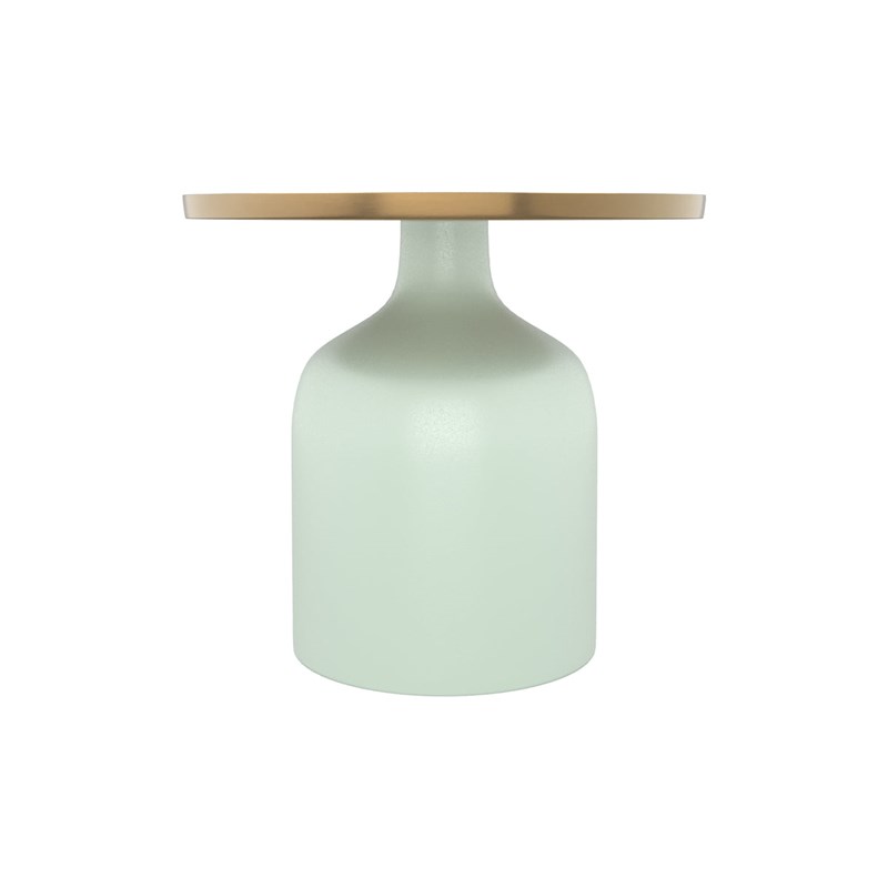 Rendez-vous Déco - Table d'appoint ronde en métal vert d'eau et laiton d44,5 cm - lyne