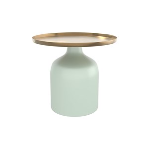 Table d'appoint ronde en métal vert d'eau et laiton d44,5 cm - lyne