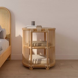 Table d'appoint 2 étagères en rotin naturel - marthe