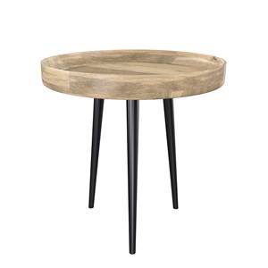 Table d'appoint ronde en bois de manguier clair d40 cm - palak