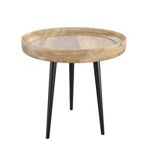 Table d'appoint ronde en bois de manguier clair d40 cm - palak