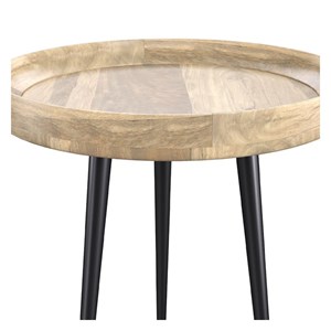 Table d'appoint ronde en bois de manguier clair d40 cm - palak