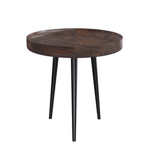 Table d'appoint ronde en bois de manguier foncé d40 cm - palak