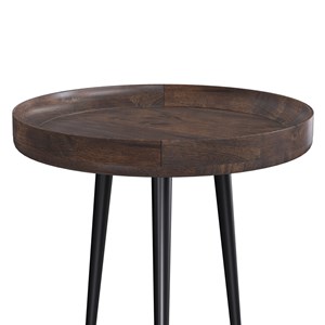 Table d'appoint ronde en bois de manguier foncé d40 cm - palak