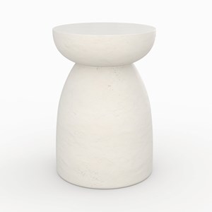 Table d'appoint ronde en béton blanc d35 cm - capri