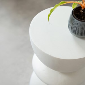 Table d'appoint ronde en béton blanc d35 cm - maupiti