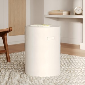 Table d'appoint ronde blanche en fibre d'argile effet béton d35 cm - santorini