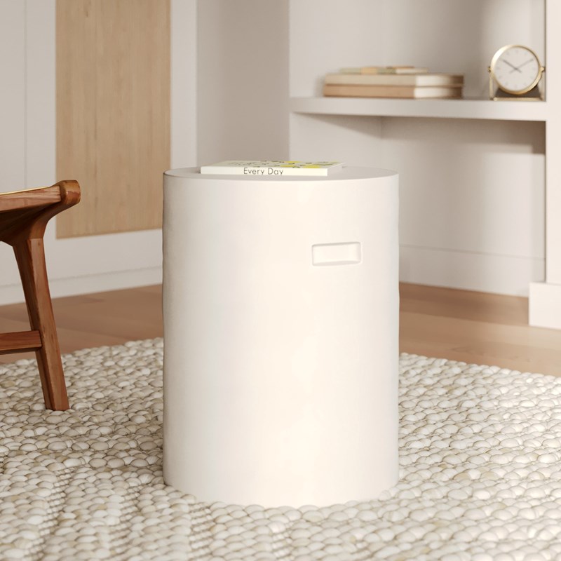 Table d'appoint ronde blanche en fibre d'argile effet béton d35 cm - santorini