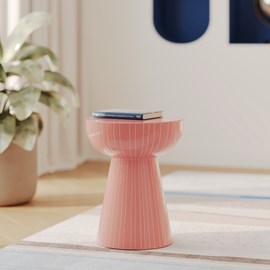 Table d'appoint ronde en métal rose d34.5 cm - sidonie