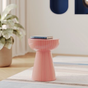 Table d'appoint ronde en métal rose d34.5 cm - sidonie