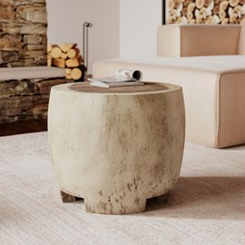 Table d'appoint ronde en bois de suar d50 cm - toha